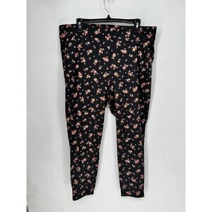 Torrid Leggings Womens 3 Black Pink Good Floral Cotton Stretch Pockets High Rise